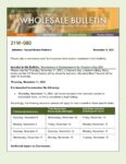 Wholesale Bulletin 21W-080 - Rescissions & Disbursement Dates for VETERANS DAY 2021