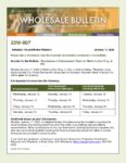 Wholesale Bulletin 22W-007 Rescissions & Disbursement Dates for Martin Luther King, Jr. Day