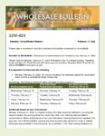 Wholesale Bulletin 22W-024 President’s Day Rescissions & Disbursements