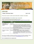 Wholesale Bulletin 22W-030 Monthly Bulletin Digest - March 2022