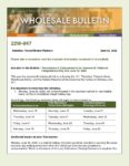 Wholesale Bulletin 22W-047 Recissions Disbursement Dates for Juneteenth (National Independence Day Act)