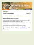 Wholesale Bulletin 22W-051 Platinum Lock Deadline