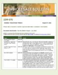 Wholesale Bulletin 22W-070 Monthly Bulletin Digest - July 2022